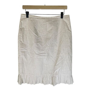 Blacker‎ by Stanley Blacker Womens Skirt Size 8 Beige & White Pinstripe Classic